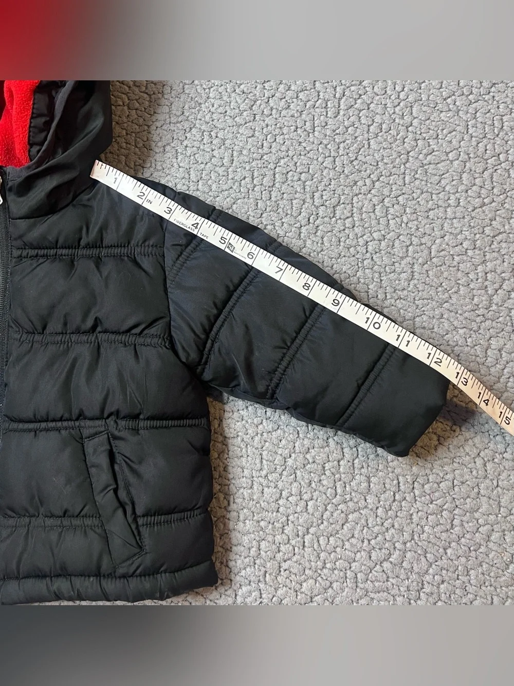 Healthtex Baby Hooded Puffer Jacket Fleece Lined Full Zip 18-24M Black Red